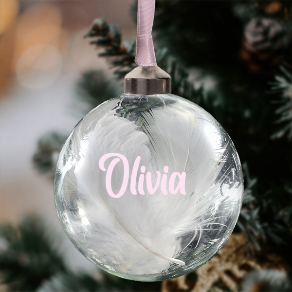 Personalised Any Name Glass Bauble in 11 colours